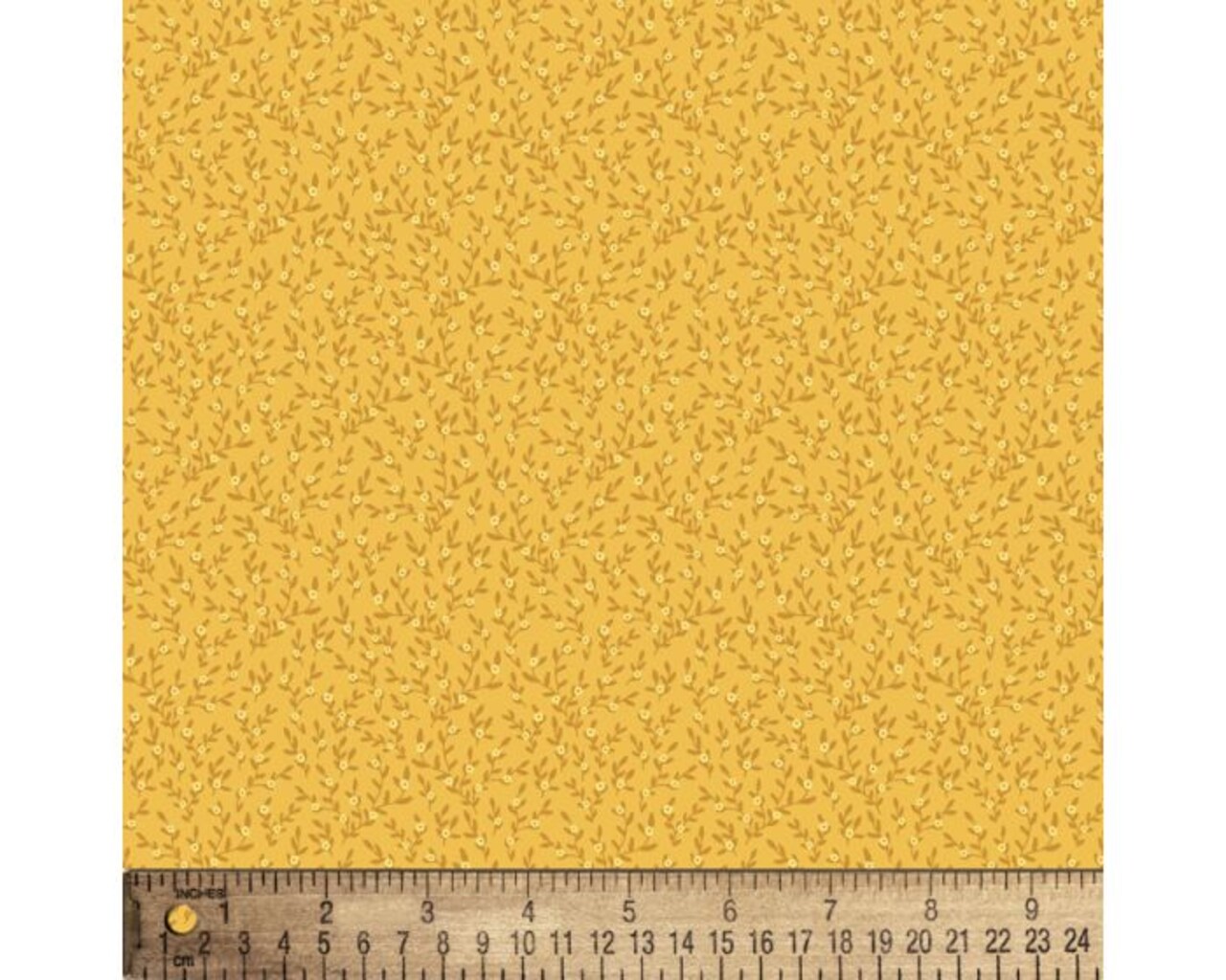 Dots of Flowers Golden Cotton Fabric | By the Yard | Sewing and Crafting | 44 inches wide